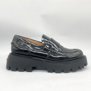 Naked Wolfe‎ Womens 6 Flawless Platform Loafers Black Box Leather Chunky Y2K Lug